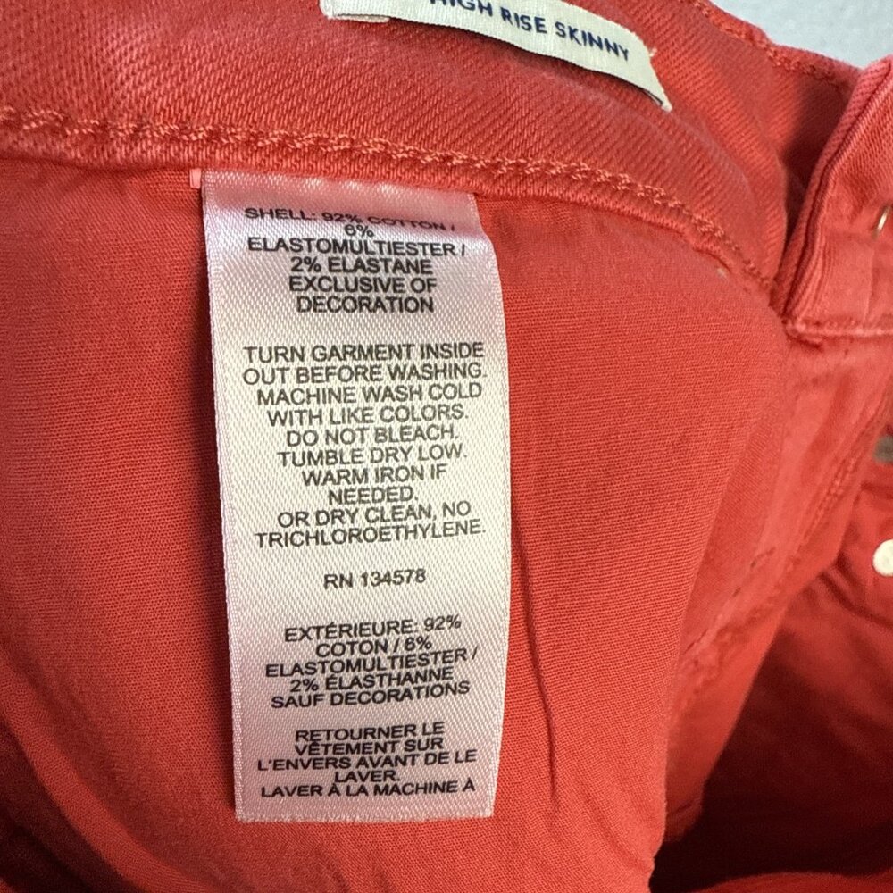 Vineyard Vines High Rise Skinny Jeans Women Size 25 Pants Cuckoo Red Hot Barbie - Picture 13 of 15